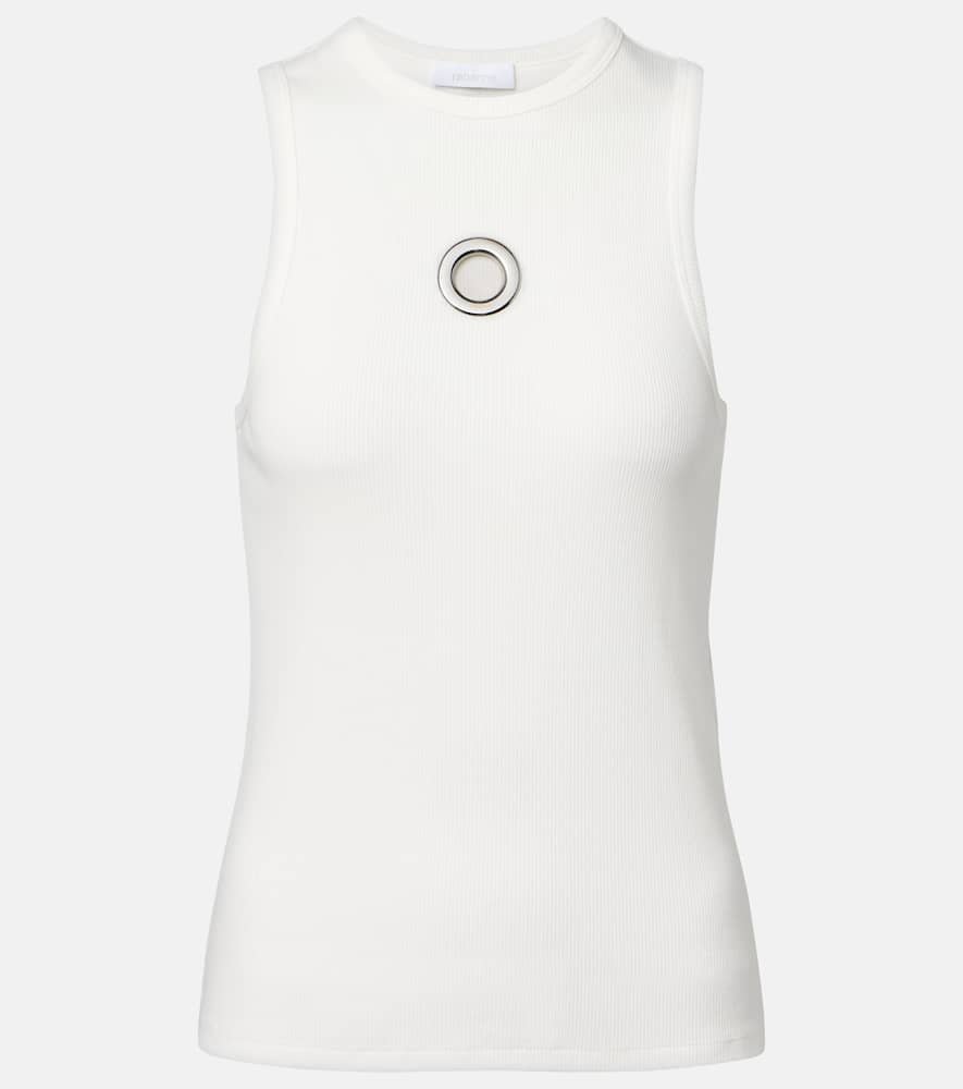 Embellished cotton-blend tank top