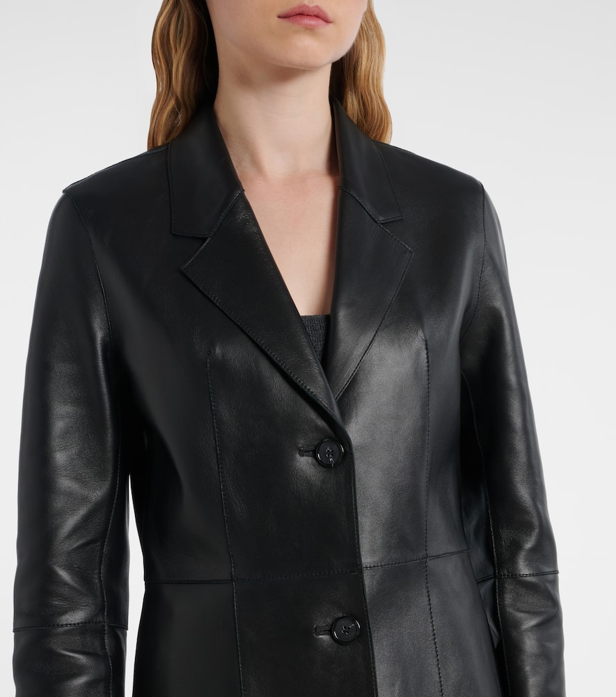 Paneled leather coat