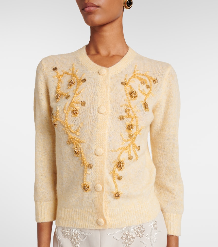 Beaded alpaca and wool-blend cardigan