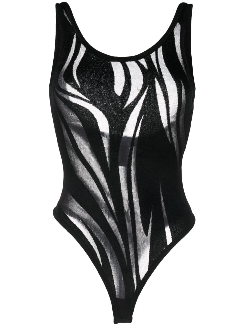 Sheer-pattern mesh bodysuit - Black
