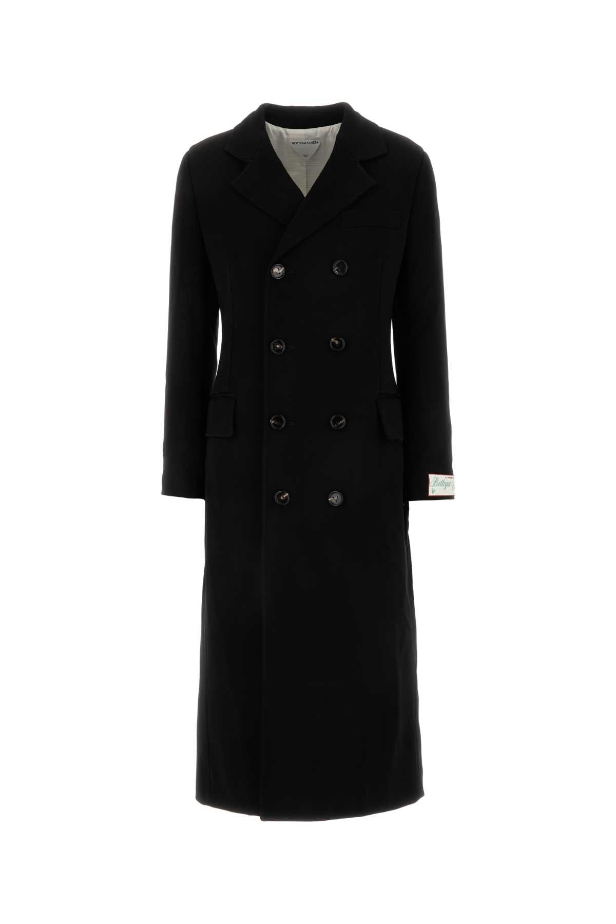 Double-Breasted Wool Coat — Black