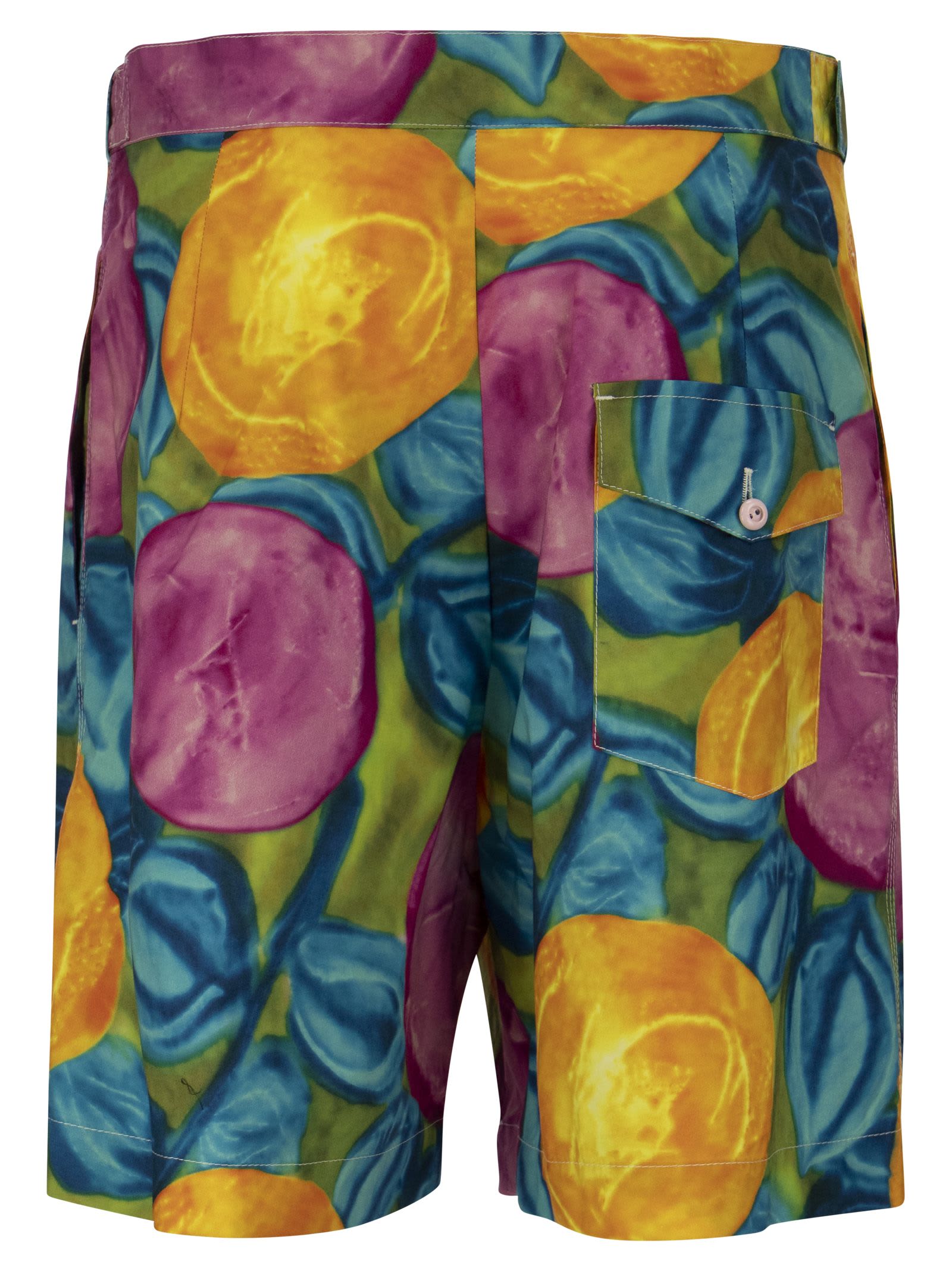 Floral-print belted-waist shorts