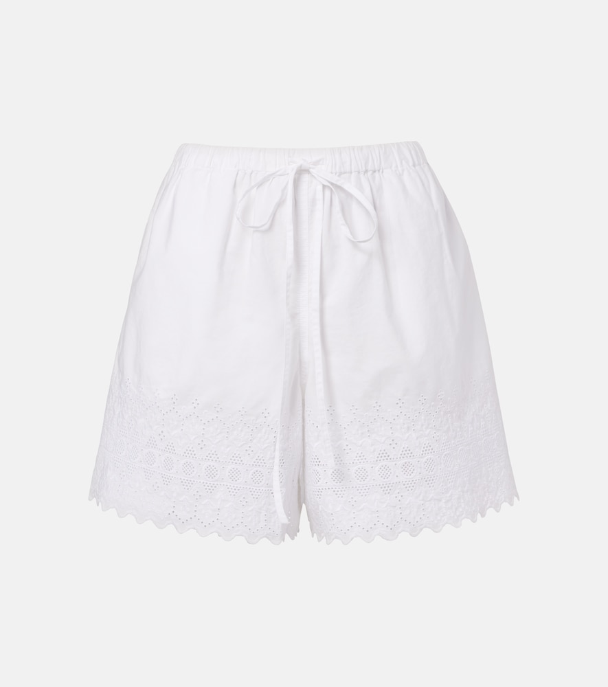 Broderie anglaise cotton poplin shorts