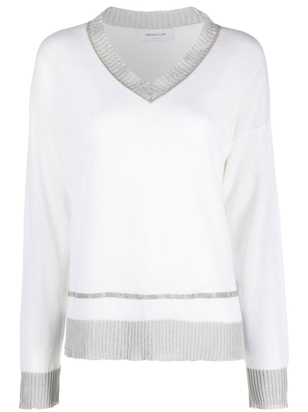 V-neck knit jumper - White