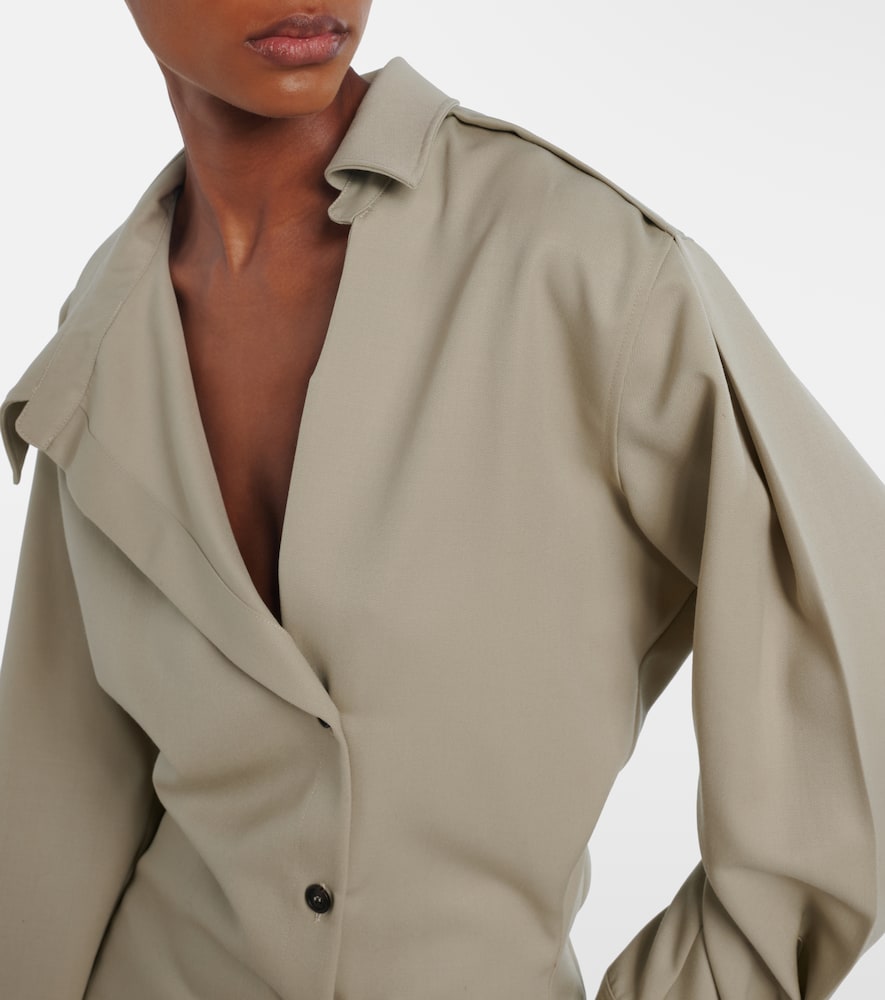 Draped wool shirt