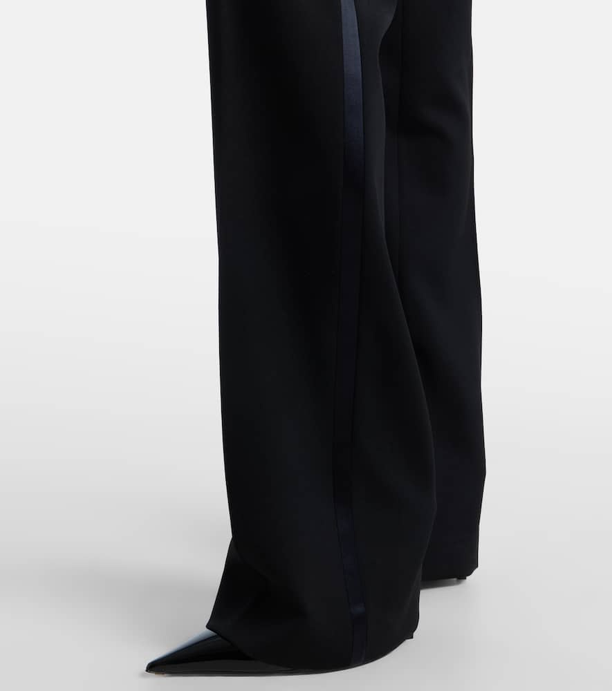 Silk-trimmed wool suit pants
