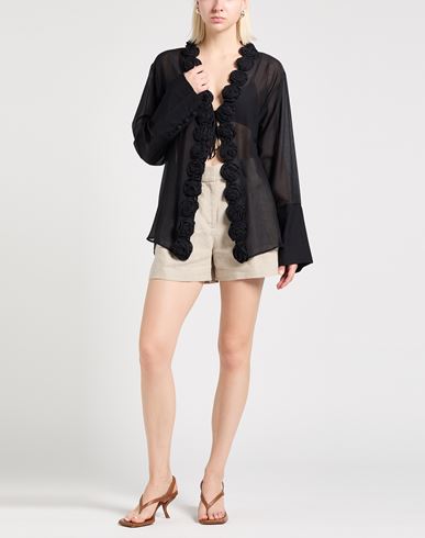 Oséree Woman Shirt Black Size M Cotton, Silk