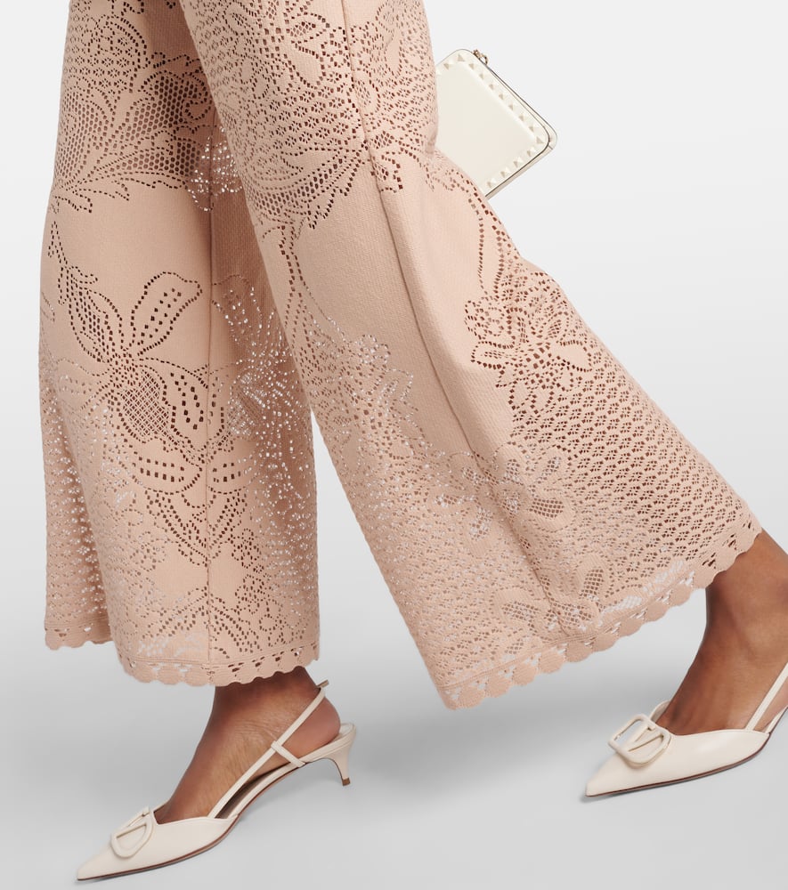 Guipure lace wide-leg pants