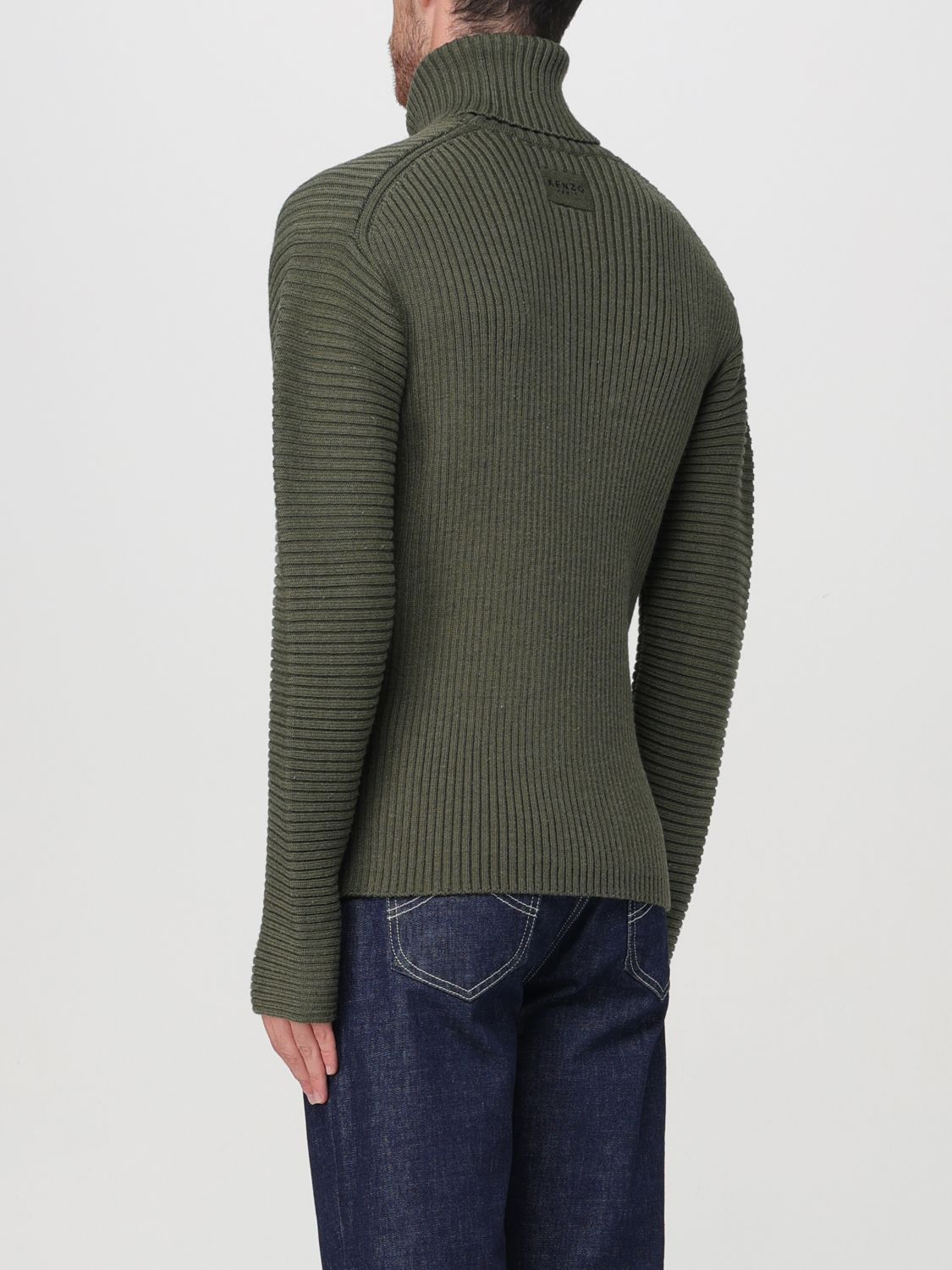 Roll-neck ribbed-knit jumper - Green