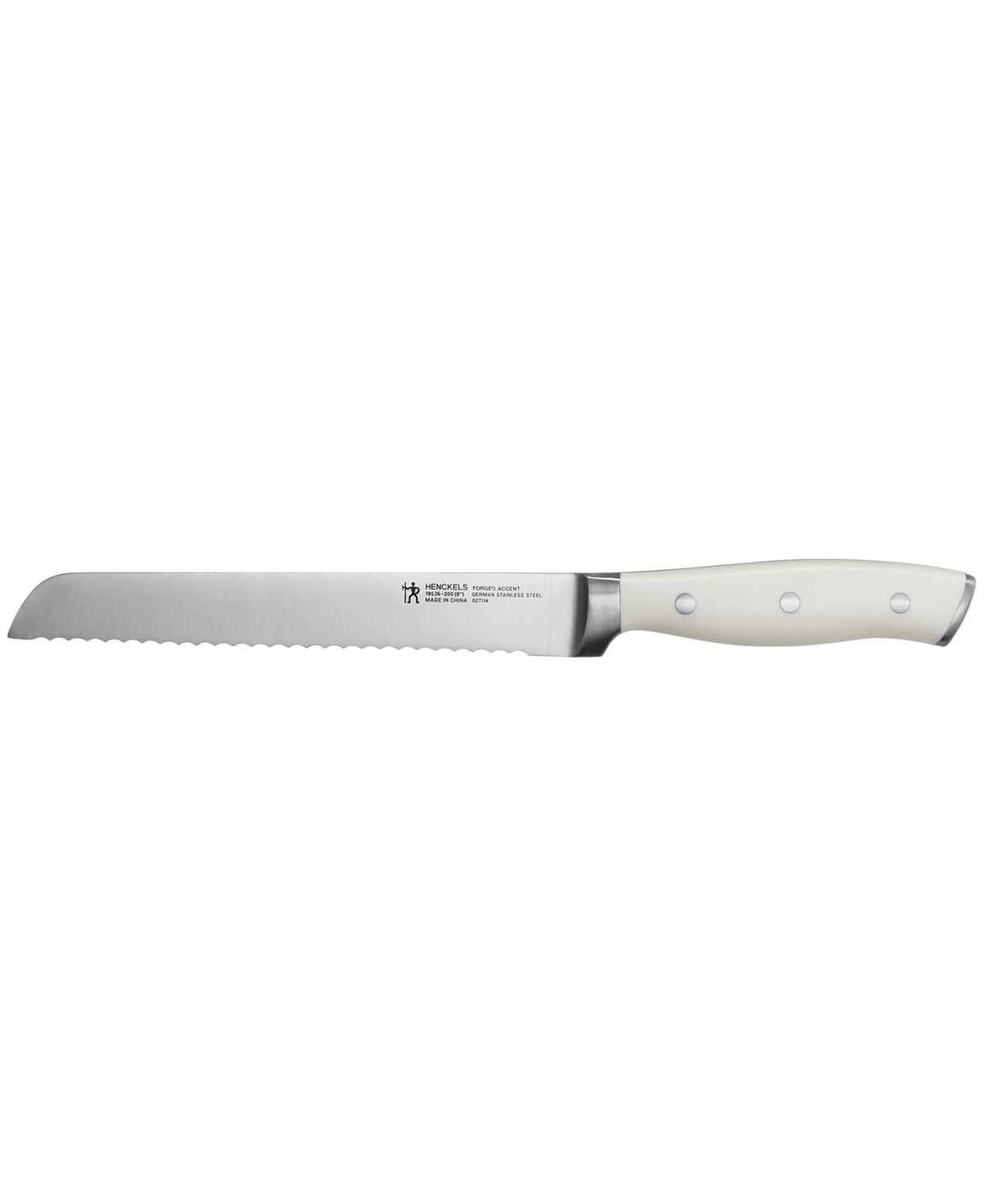 "Forged Accent 8"" Bread Knife with Handle - Stainless Steel Blade and White Handle"