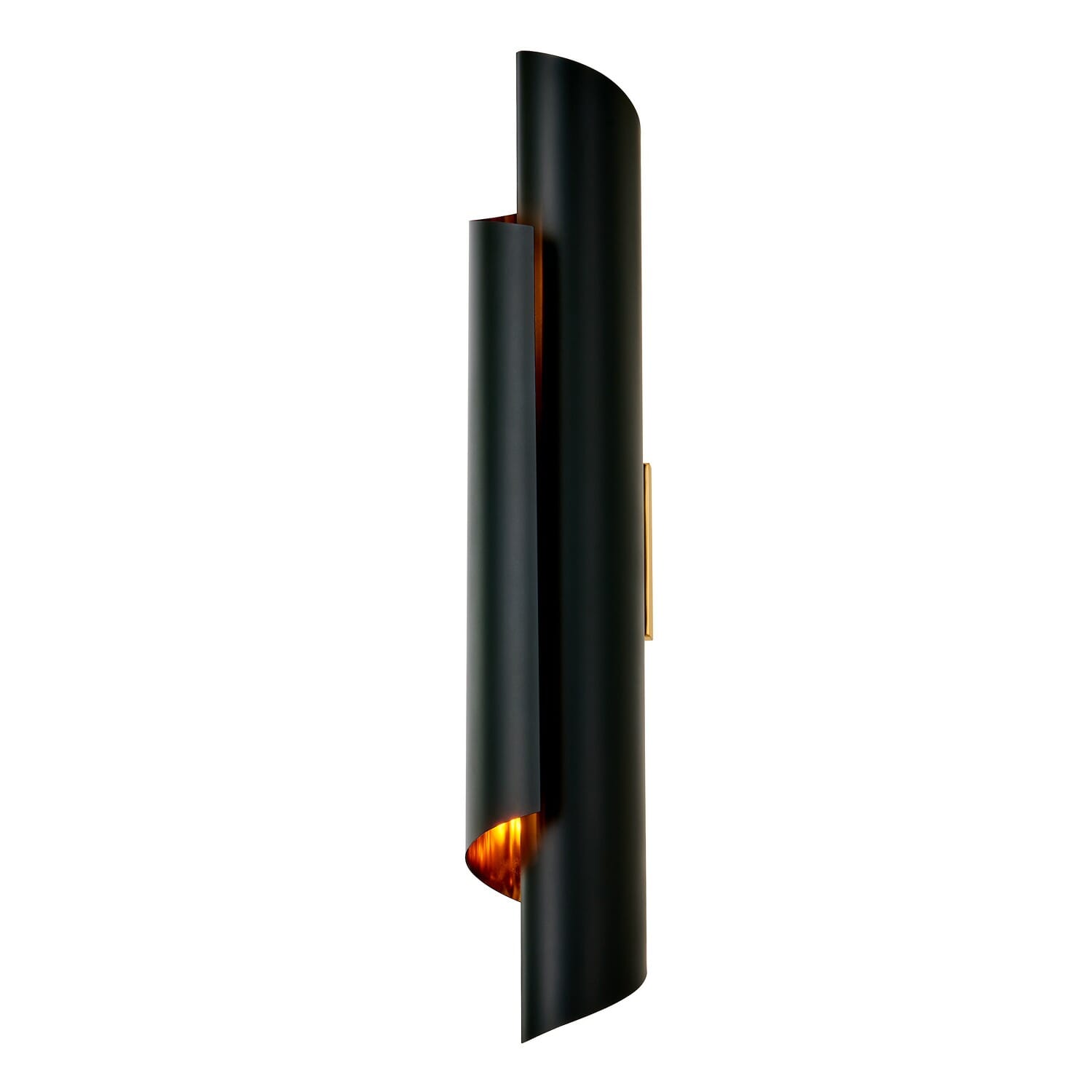 Matte Black and Polished Brass Two Light Wall Sconce from the Piaga Collection