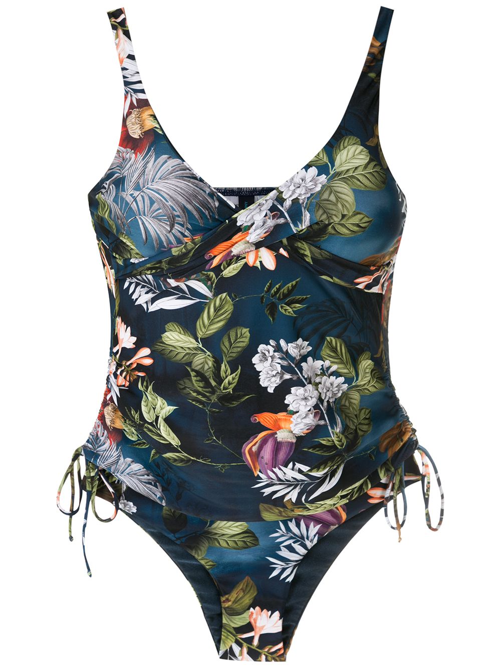 Bruma-print ruched swimsuit - Blue