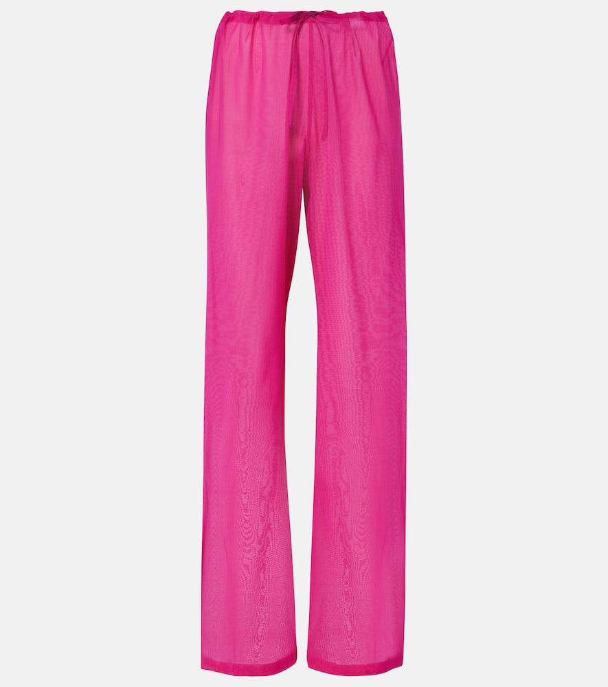 High-rise silk-blend wide-leg pants