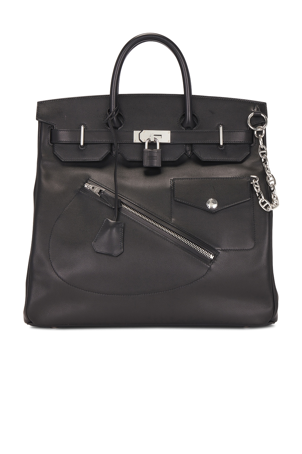 Hermes Hermes Limited Edition Evergrain Haut A Courroies Rock Birkin 40 Handbag in Noir - Black. a