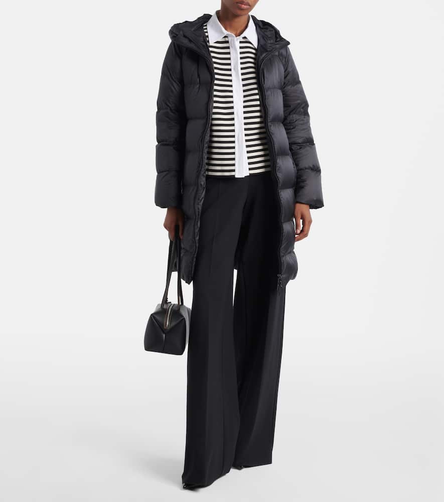 Belted quilted down coat