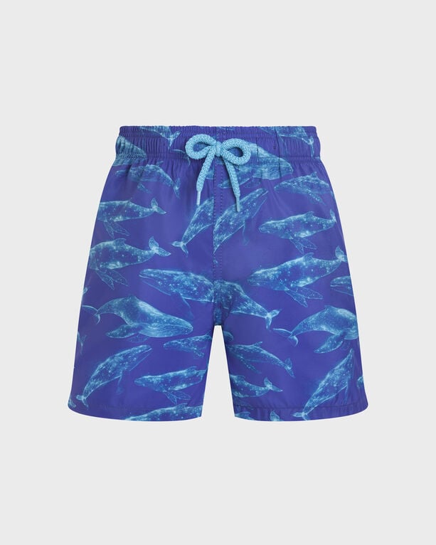 Boys Ultra-light And Packable Swim Shorts Sparkling Whales - Swimwear - Jihin - Blue