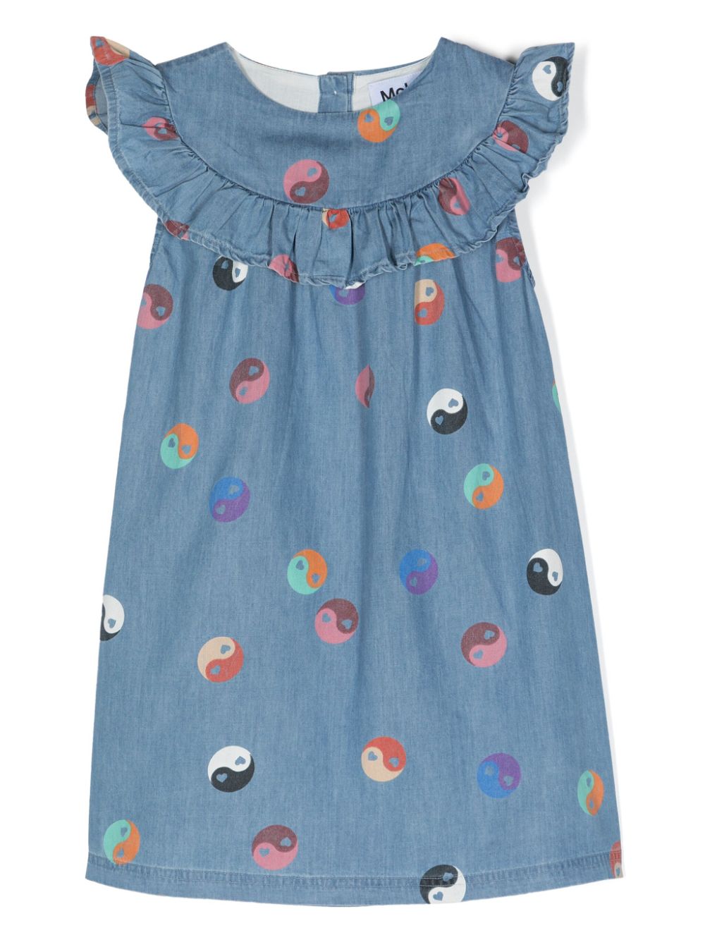 Girls Blue Chambray Yin Yang Dress