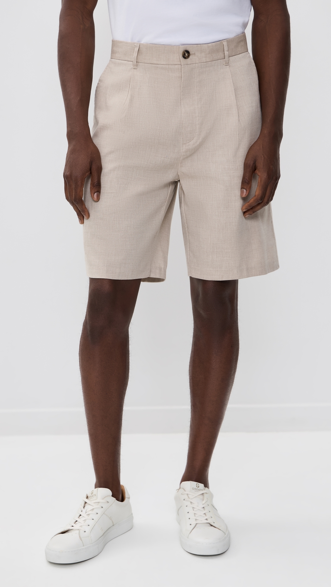 Reece Pleated Slub Shorts Light Sand