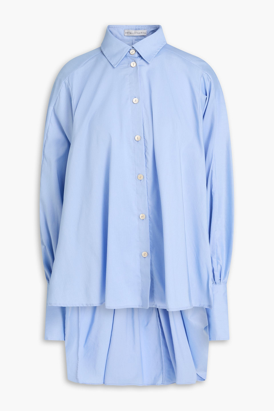 Asymmetric cotton-blend shirt - Blue - L