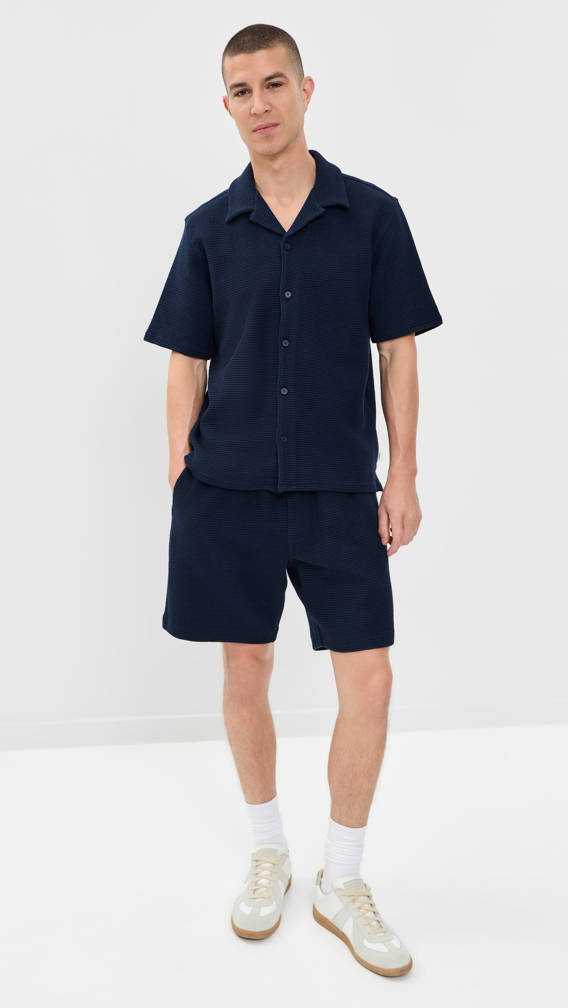 Clayland Textured Interlock Shirt Navy
