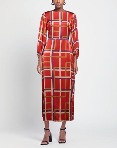 Momoní Woman Maxi dress Tomato red Size 4 Silk, Elastane