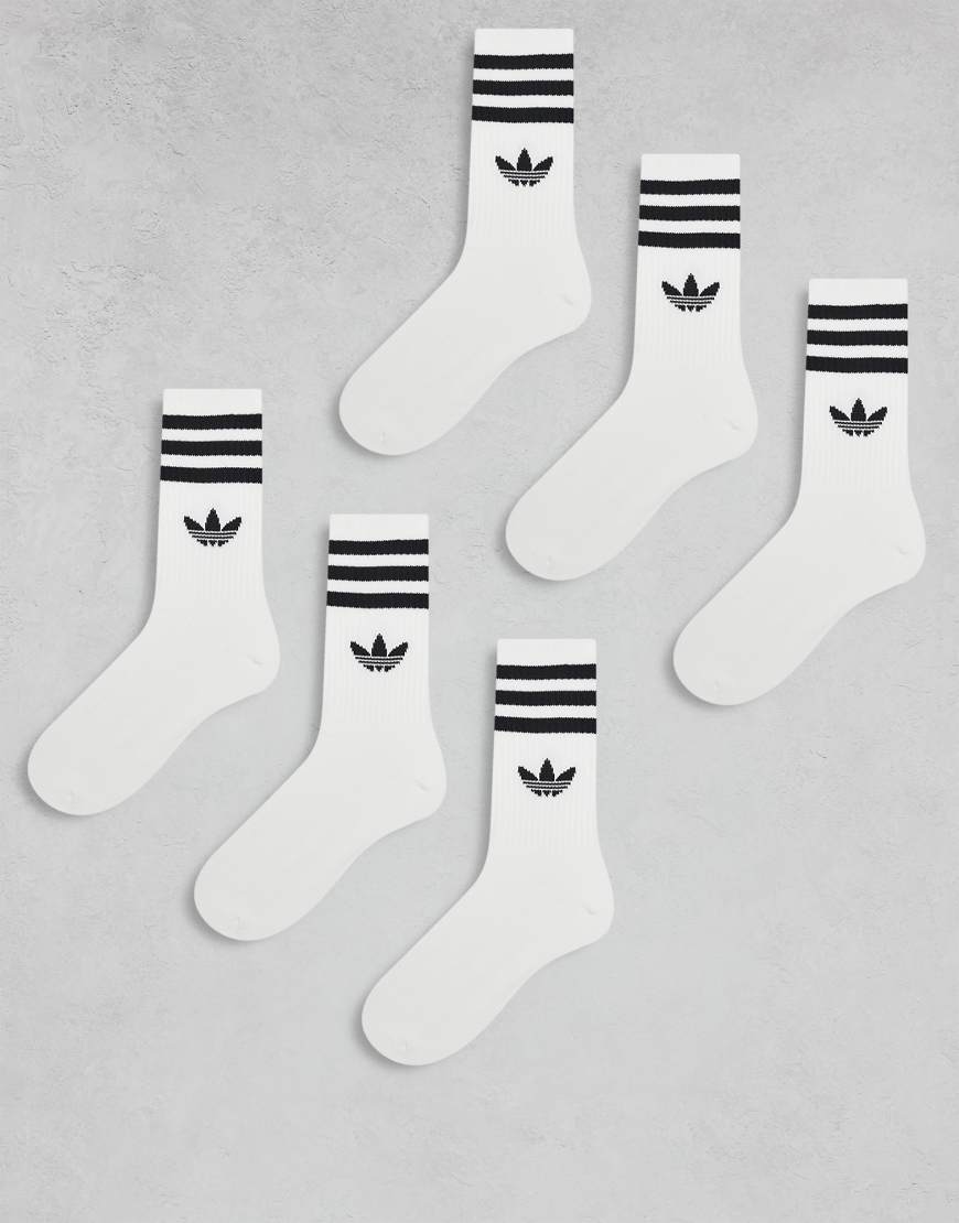 Adicolor Trefoil 6 pack crew socks in white