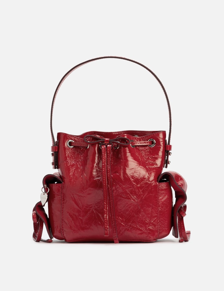 Multipocket Mini Bucket Bag Crinkled Patent