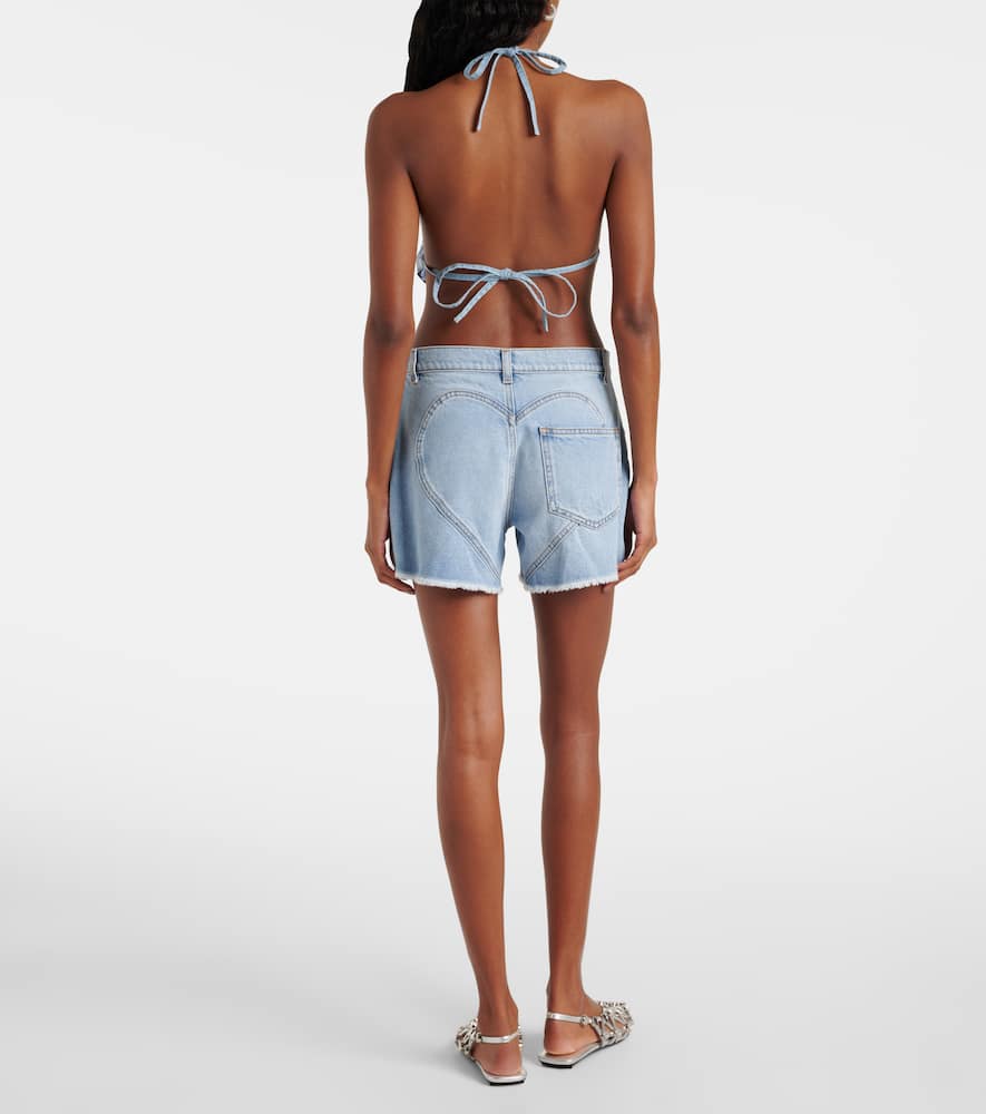 Embellished denim shorts