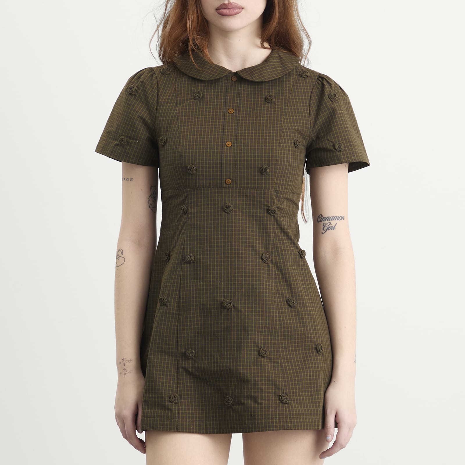 Women's Rosette Check Mini Dress in Ivy Check