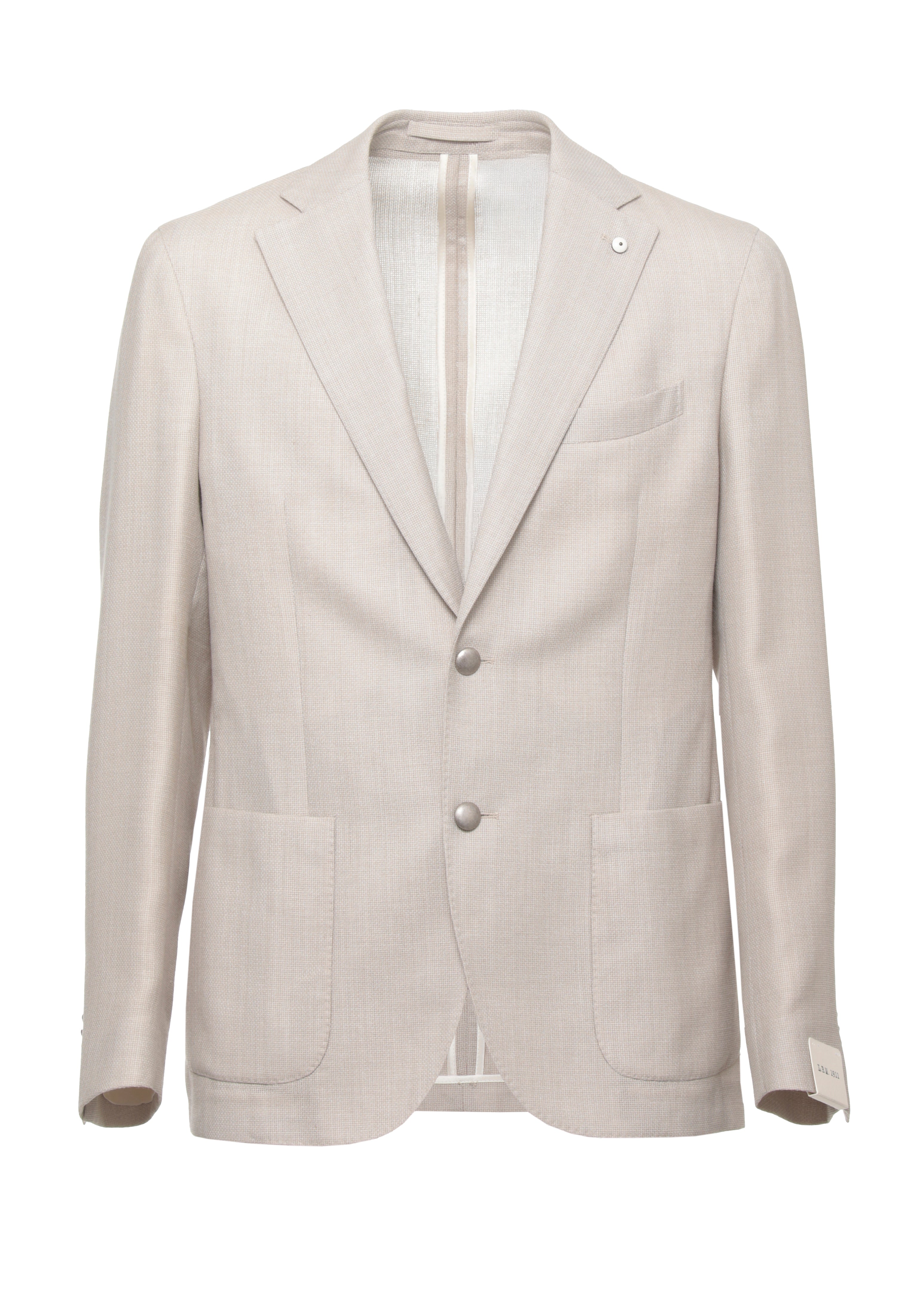 Beige Classic Lapel Cotton-Wool Blazer