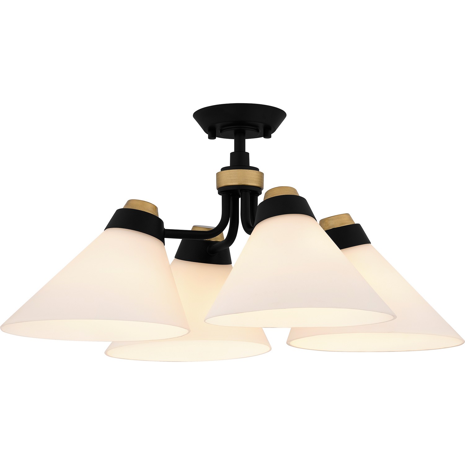 Matte Black Four Light Semi Flush Mount from the Quoizel Semi-Flush Mount Collection