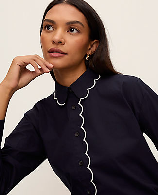 Ann Taylor Scallop Trimmed Shirt