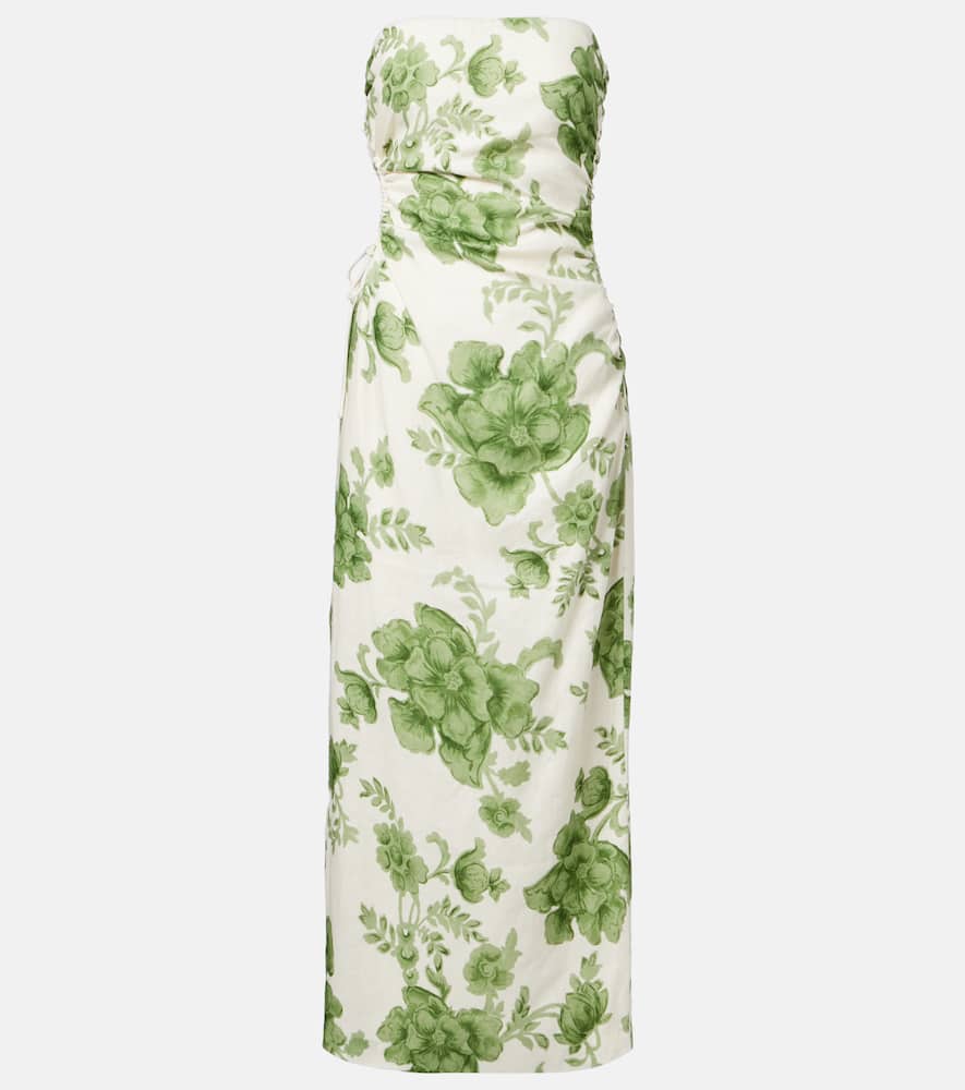 Gardella cutout floral linen midi dress