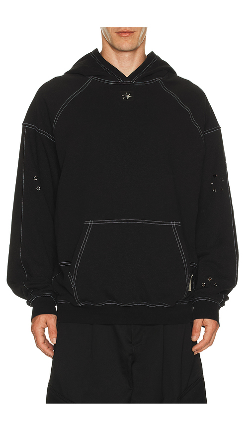 UPRISERS UPRS Floral Eyelet Hoodie in Black. S. Also in L, M, XL/1X