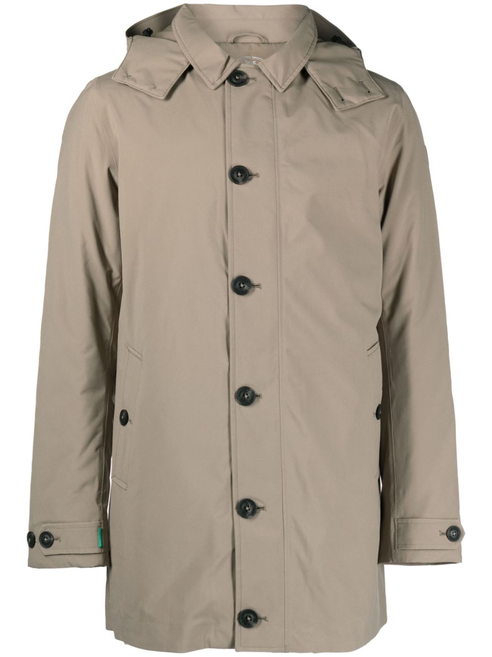 Logo-patch hooded coat - Black