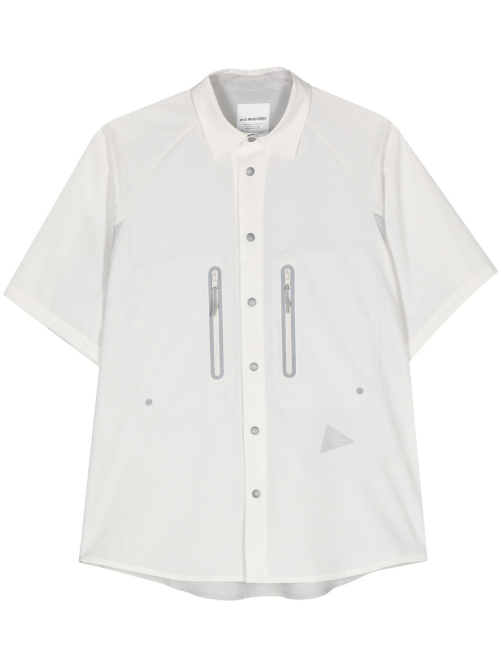 Ripstop-detail short-sleeve shirt - White