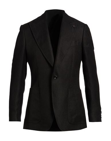 Man Blazer Black Size 40 Linen