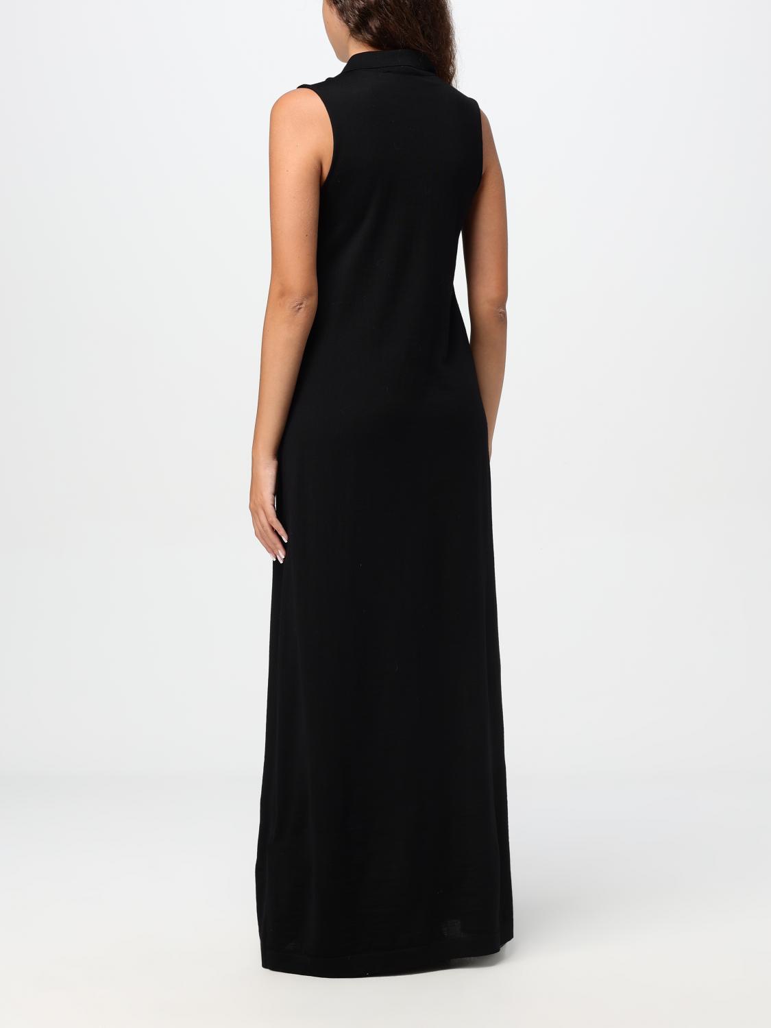 Spread-collar wool maxi dress - Black