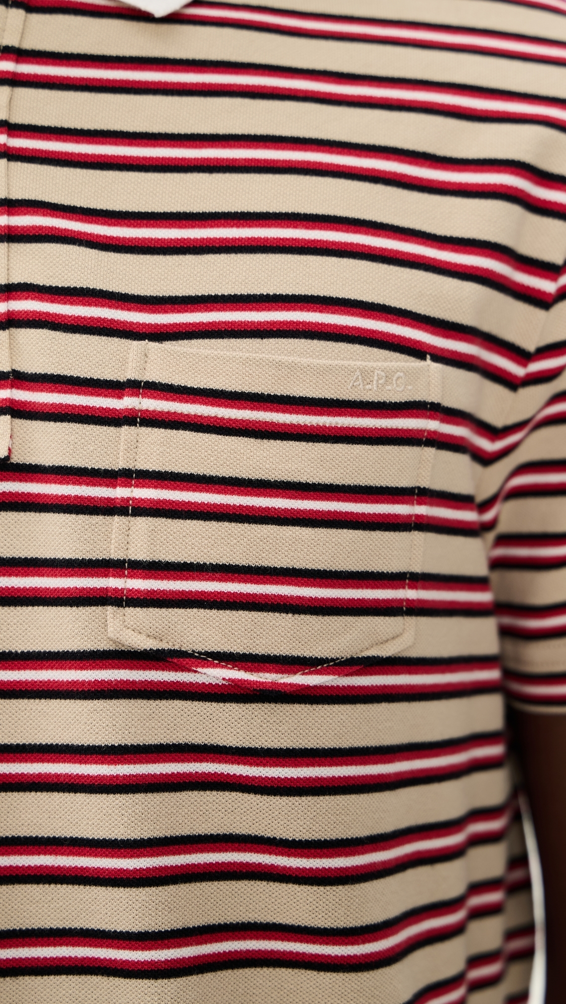 A. P.C. Oscar Striped Polo Shirt Bac Dark Beige