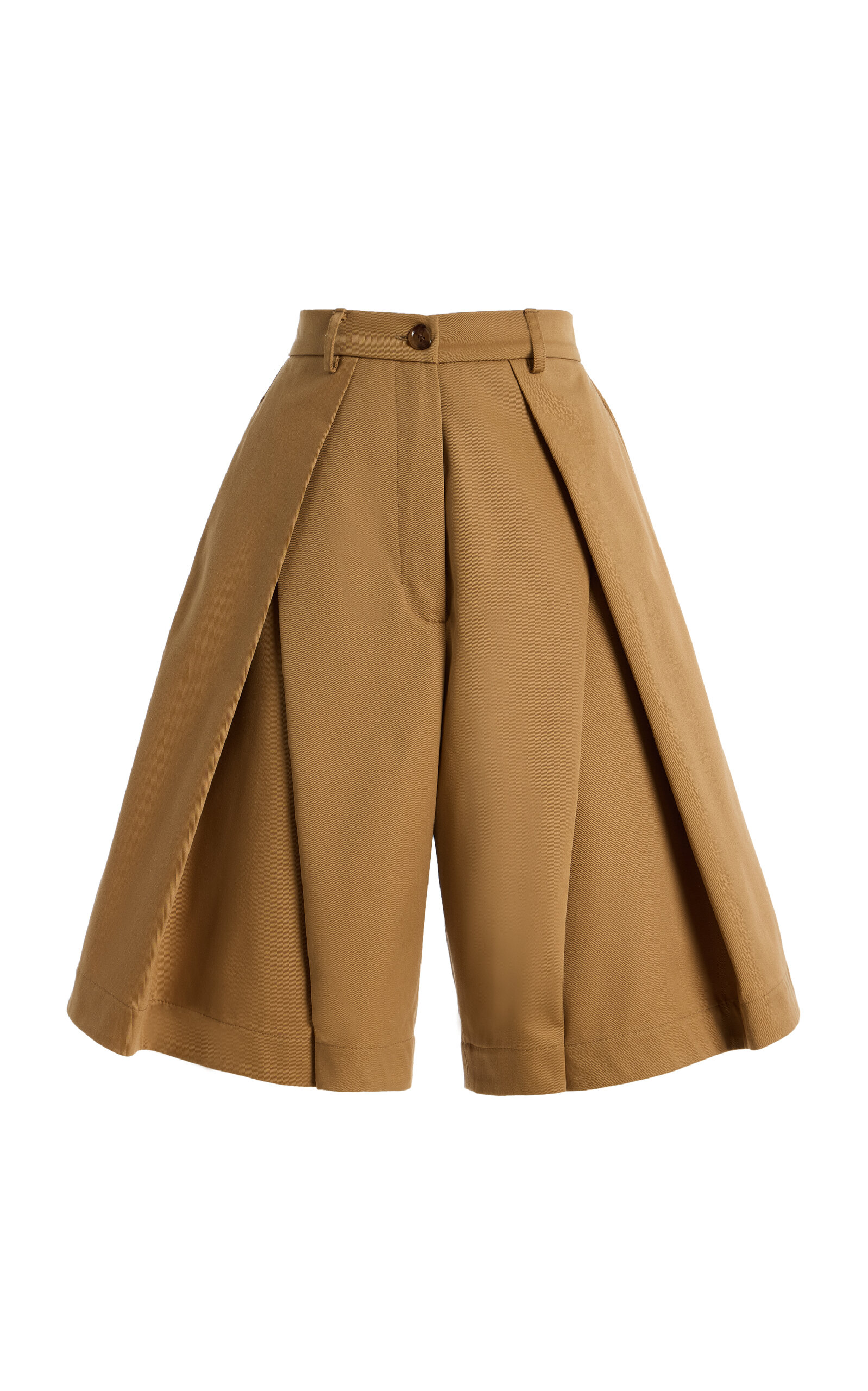 Pleated Cotton Gabardine Shorts