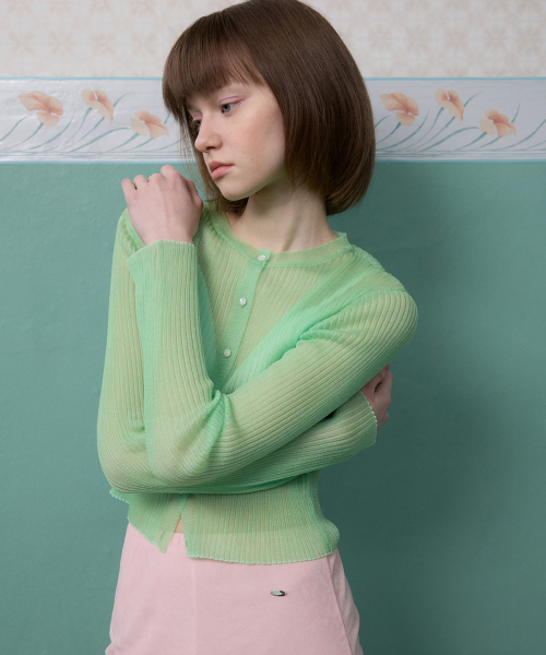 Yusen Glossy Sheer Knit Cardigan