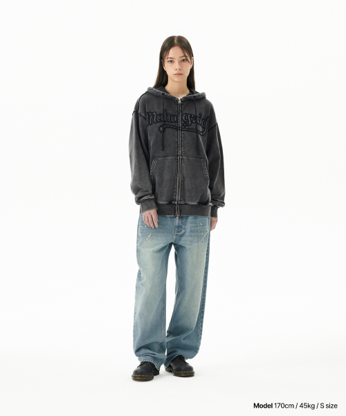 EMB SPLATTER DENIM PANT BLUE
