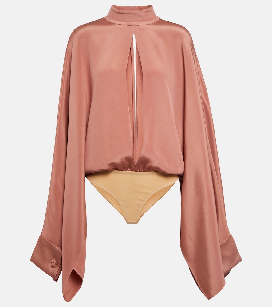 Cutout silk crêpe bodysuit