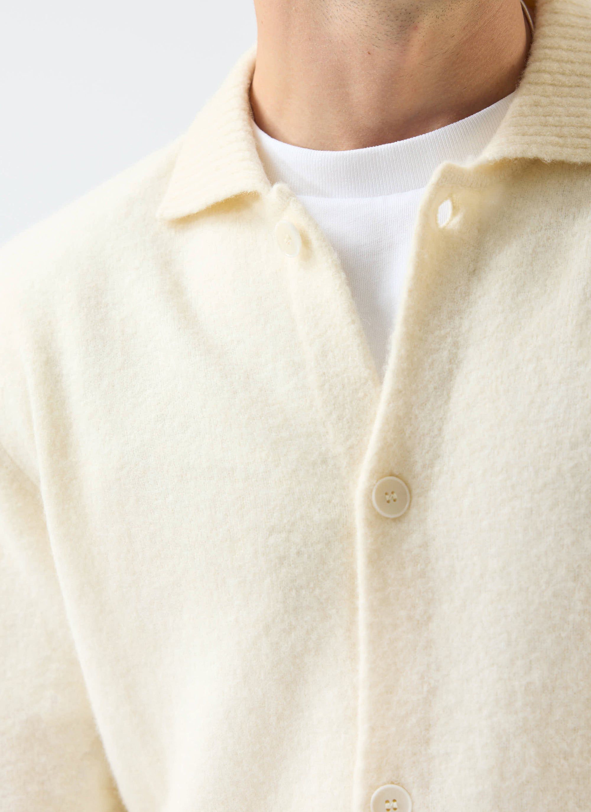 Archive Soft Knitted Collared Cardigan Cream