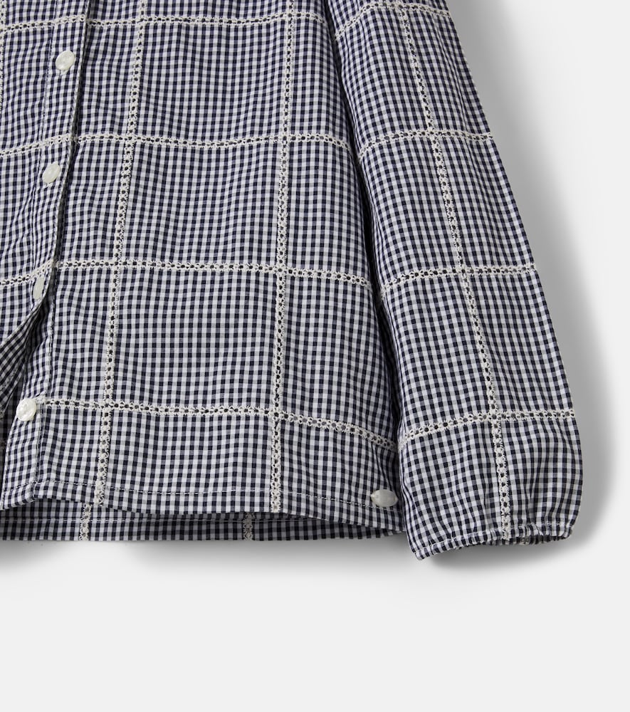 Checked lace-trimmed cotton jacket