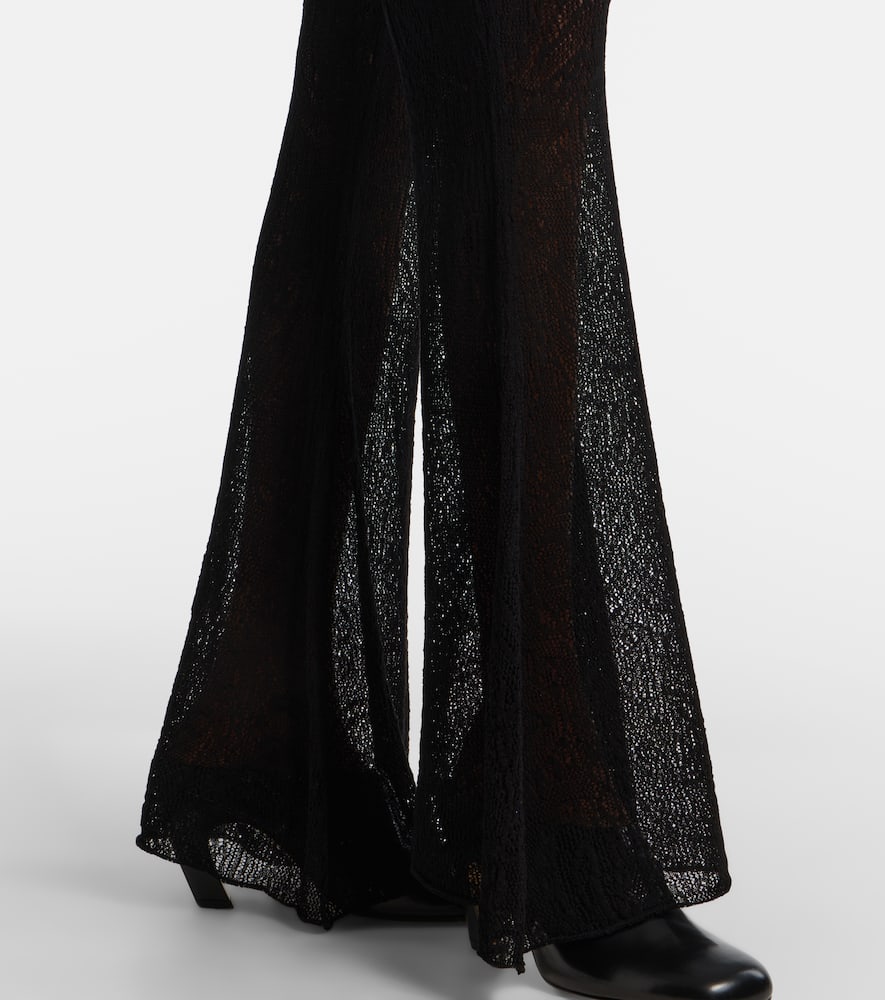 Cotton lace flared pants