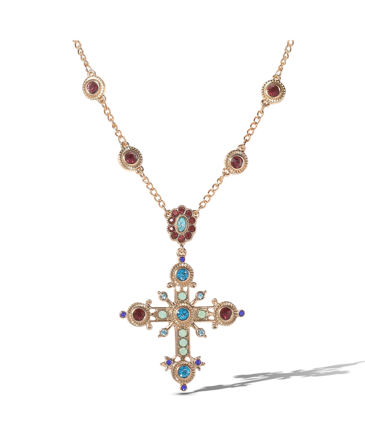 Gold-Tone Crystal Cross Pendant Necklace - Gold
