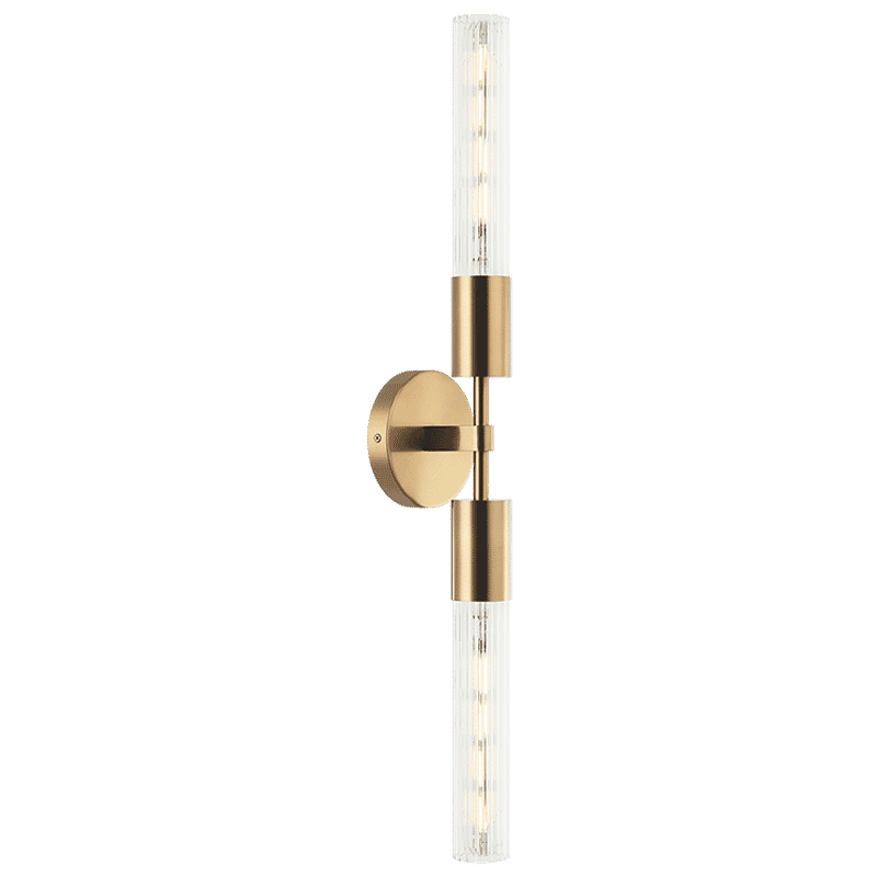 Aged Gold Brass Two Light Vanity from the Lumire Collection