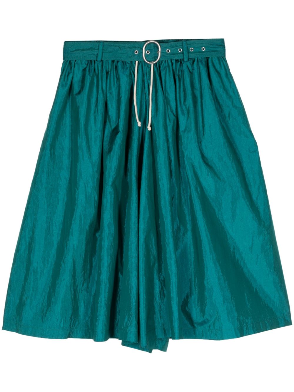 Wide-leg belted shorts - Green