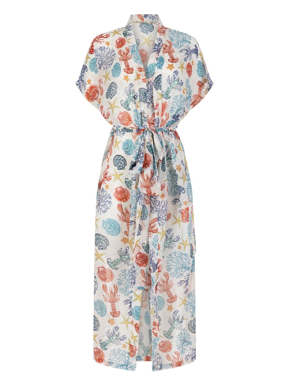Graphic-print beach cover-up - White